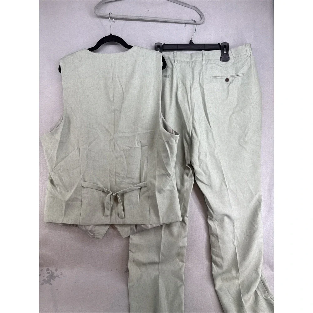 Linen Suit for Men Slim Fit 3 Piece Suit Casual  Beach Wedding Suit Set Size 3XL